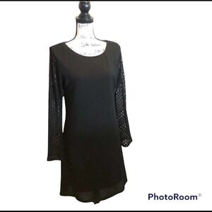 Andria Lieu Lifestyle Collection Dress Black Size Medium Mesh Formal LBD scoop